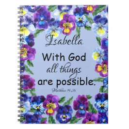 Caderno Espiral Pretty Floral Pansy Flower Inspirational Scripture
