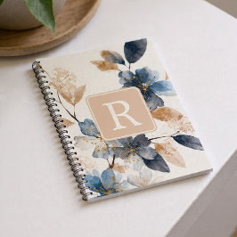 Caderno Espiral Pretty Flower Monogram Template Personalized