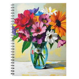 Caderno Espiral Pretty Glass Vase of Flowers