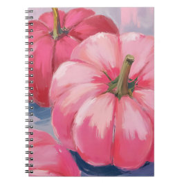 Caderno Espiral Pretty Pink Pumpkins Watercolor