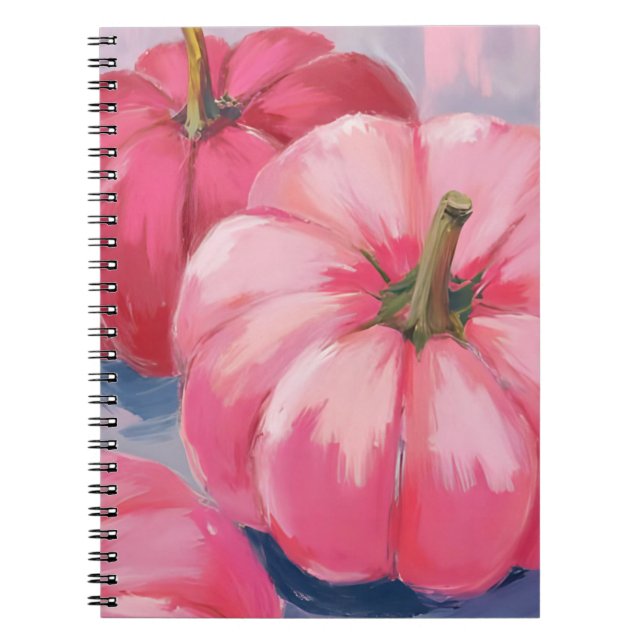 Caderno Espiral Pretty Pink Pumpkins Watercolor (Frente)