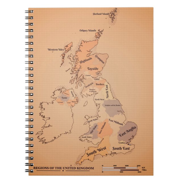 Caderno Espiral Previsão de Envio das Ilhas Britânicas no estilo V (Frente)