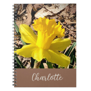 Caderno Espiral Primavera amarelo Daffodil no nome personalizado d