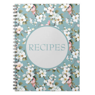 Caderno Espiral Primavera azul botânico