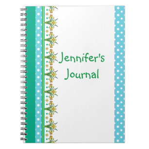 Caderno Espiral Primavera Daffodil Border e Bolinhas Notebook
