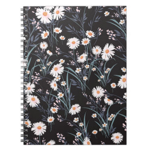 Caderno Espiral Primavera Daisy Floral Seamless Design