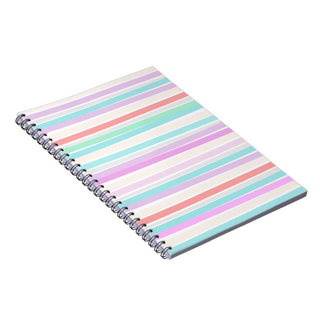 Caderno Espiral Primavera de cores de verão em faixas (Lado Direito)