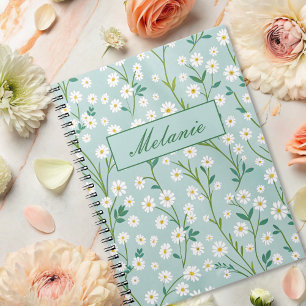 Caderno Espiral Primavera Floral Bonita, Margarida Verde Personali