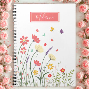 Caderno Espiral Primavera Floral Bonito Personalizado