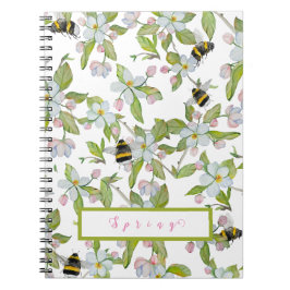 Caderno Espiral Primavera jardim florescente e mamangabas