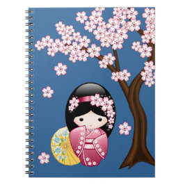 Caderno Espiral Primavera Kokeshi Doll - Bonita Mancha Japonesa em