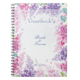 Caderno Espiral Primavera Lilac Flower Livro de convidados