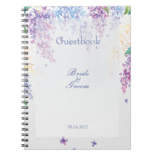 Caderno Espiral Primavera Lilac Flower Livro de convidados