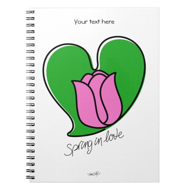Caderno Espiral Primavera no Amor - Tulipas Rosa (Frente)