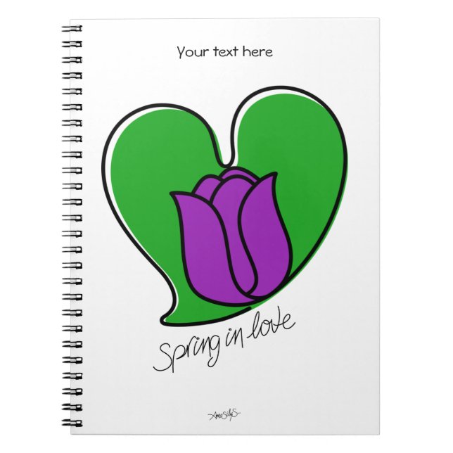 Caderno Espiral Primavera no Amor - Tulipas Roxas (Frente)