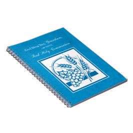 Caderno Espiral Primeira Comunhão do Neto Azul, Trigo, Uvas