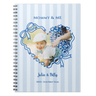 Caderno Espiral Primeiro Dia das Mães Quadro Coração com Laço Azul