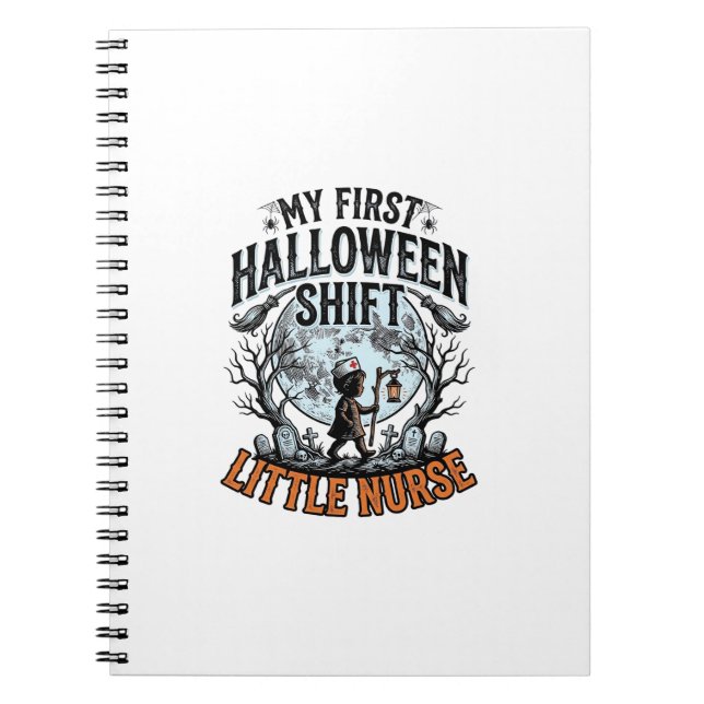Caderno Espiral Primeiro Enfermeira de Halloween Fantasma Lua Bebê (Frente)