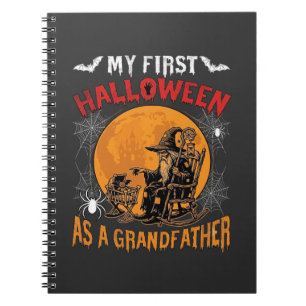 Caderno Espiral Primeiro Halloween como Avô Feiticeiro Morcego Lua