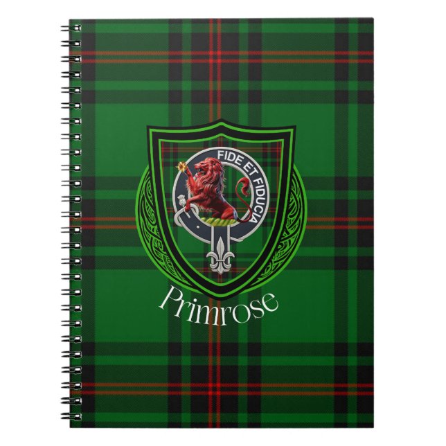 Caderno Espiral Primrose Scottish Clan Tartan & Crest (Frente)