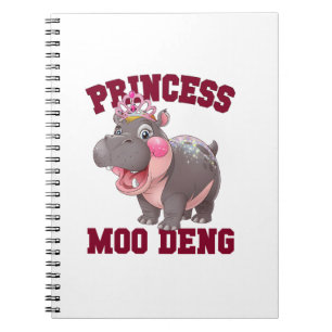 Caderno Espiral PRINCESA ADORÁVEL MOO DENG Baby Hippo Girl Dabbing