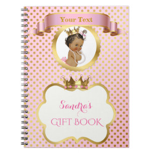 Caderno Espiral Princesa Afro-Americana Rosa Dourado Presente Conv