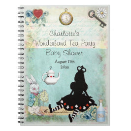 Caderno Espiral Princesa Alice no Guestbook do chá de fraldas do