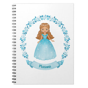 Caderno Espiral Princesa Caçada Azul Personalizada