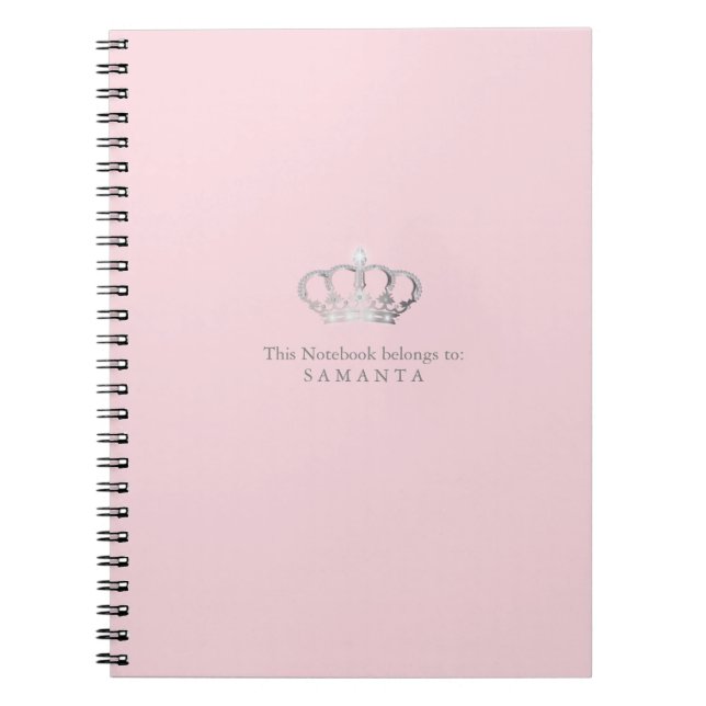 Caderno Espiral Princesa Coroa, um notebook rosa (Frente)