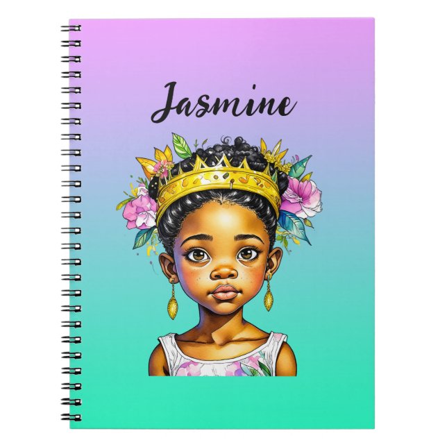 Caderno Espiral Princesa de Cor Personalizada (Frente)