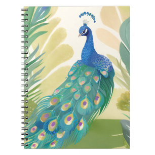 Caderno Espiral Princesa do Pavão   Natureza Animal em Aquarela