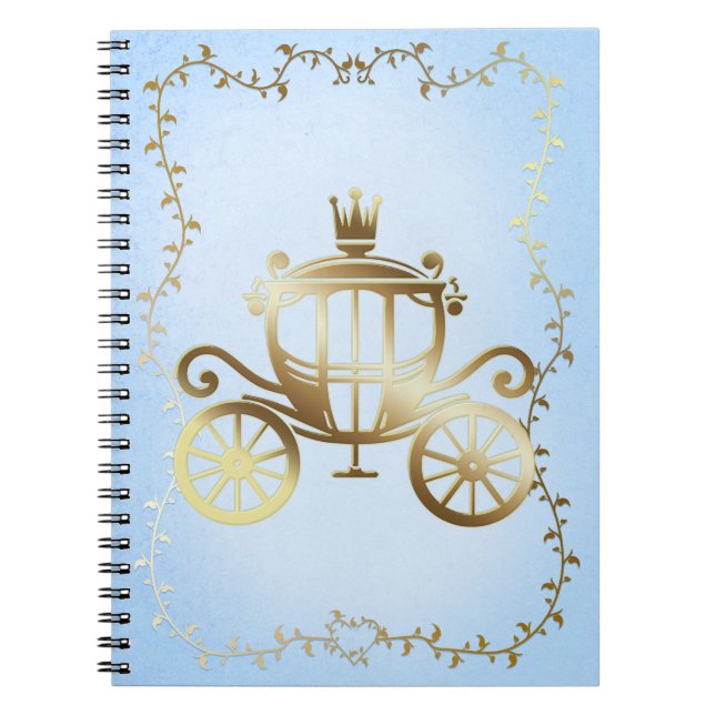 Caderno Espiral Princesa Dourada e elegante Carruagem Azul Storybo (Frente)