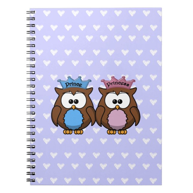Caderno Espiral princesa e príncipe da coruja gêmea (Frente)