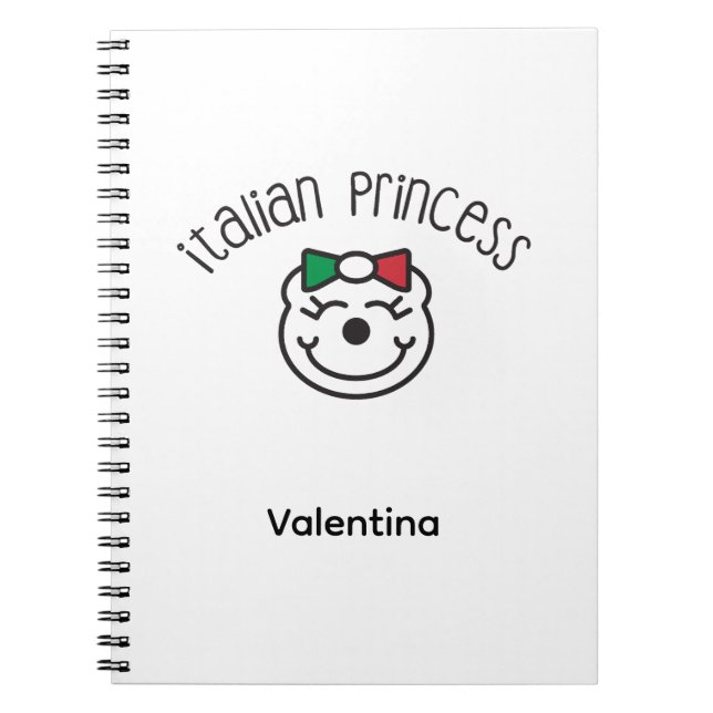 Caderno Espiral Princesa Italiana - Urso Bonito Desenhado À Mão (Frente)