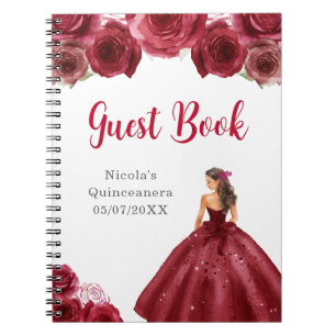 Caderno Espiral Princesa no Red Dress Quinceanera Livro de Convida
