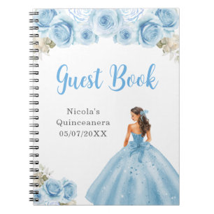Caderno Espiral Princesa no Vestido Azul Quinceanera Livro de Conv
