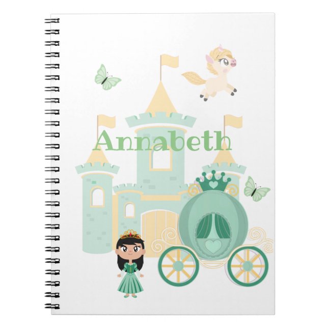Caderno Espiral Princesa, Personalizar Nome (Frente)
