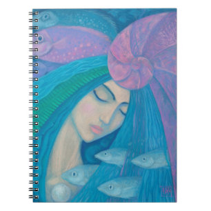 Caderno Espiral Princesa Sereia, Fantasia Submarina, Azul Rosa