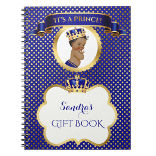 Caderno Espiral Príncipe Afro-Americano Azul Real Dourado Presente