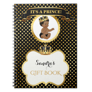 Caderno Espiral Príncipe Afro-Americano Presente Dourado e Preto R
