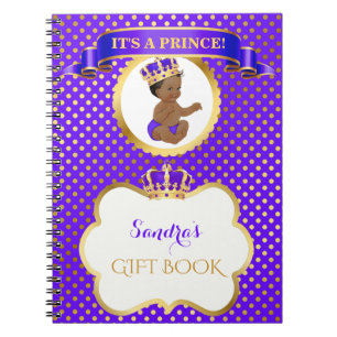 Caderno Espiral Príncipe Afro-Americano Roxo Real Dourado Presente