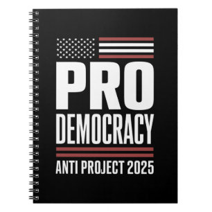 Caderno Espiral Pró Democracia Anti Projeto 2025 Trump 2025