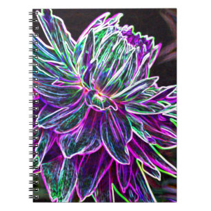 Caderno Espiral Produtos de incandescência coloridos da dália da