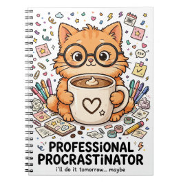 Caderno Espiral Professional Procrastinator - Cat Notebook