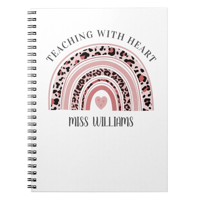 Caderno Espiral Professor Boho Rainbow Ensinando Com Coração (Frente)