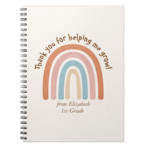 Caderno Espiral Professor de Arco-Íris Moderno, Aquarela Obrigado