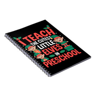 Caderno Espiral Professor de Natal Eu Ensino Elfos Mais Fofos Pré-
