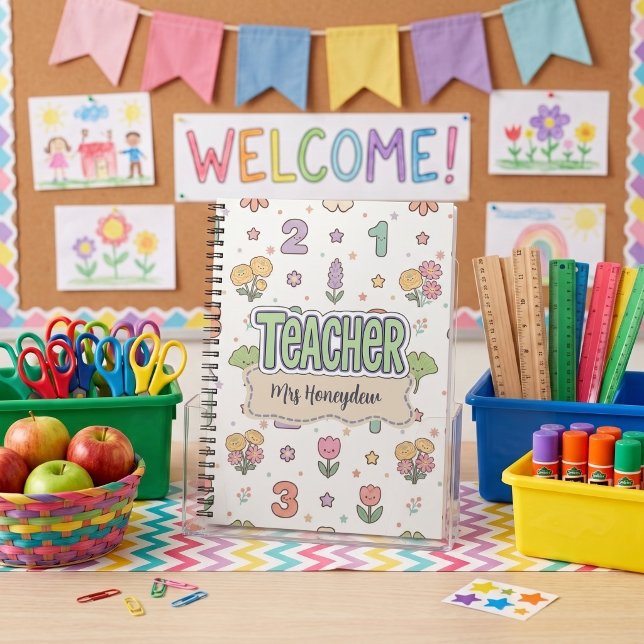 Caderno Espiral Professor de Números Verdes Padrão Escolar (Criador carregado)