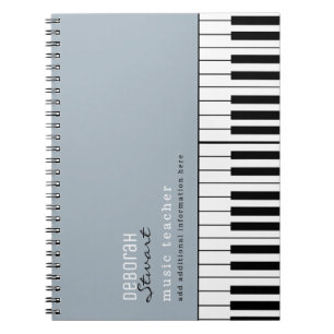 Caderno Espiral Professor de Piano de Música Elegante Dusty Blue