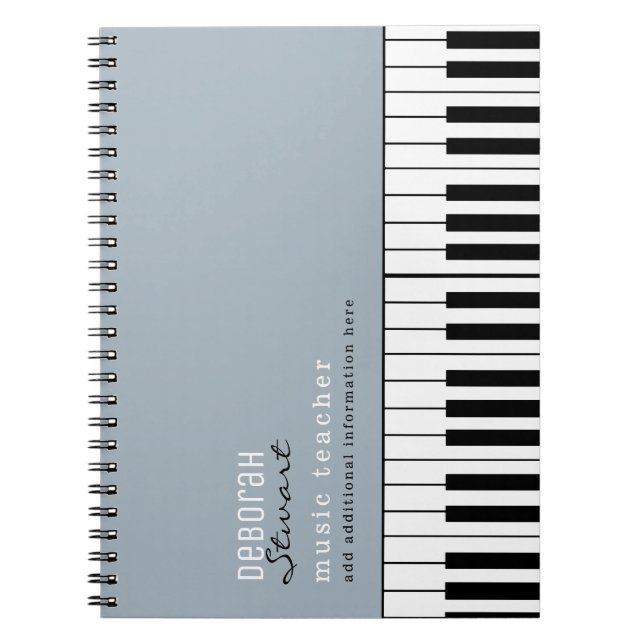 Caderno Espiral Professor de Piano de Música Elegante Dusty Blue (Frente)